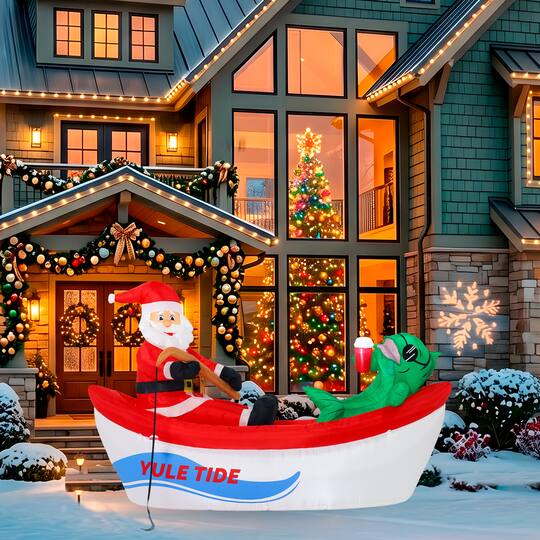 A Holiday Company 8ft. Inflatable Fishing Santa in Boat